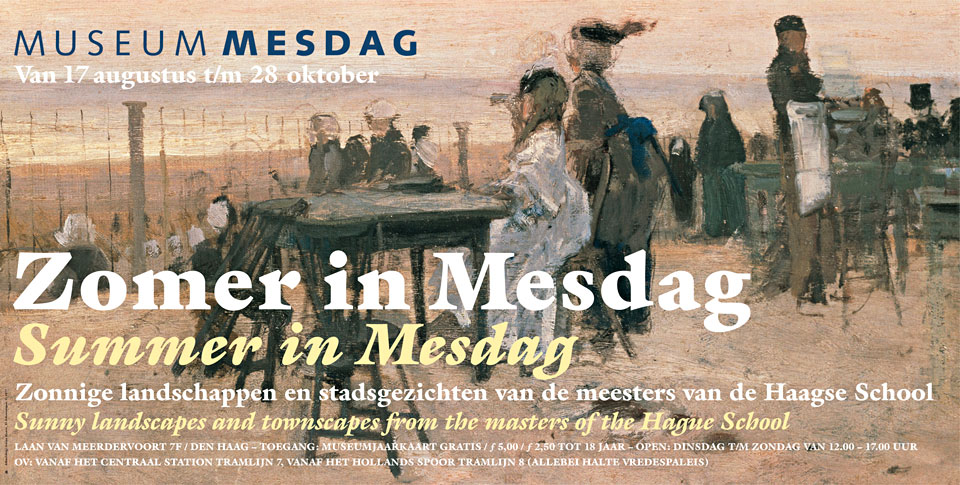 Affiche Zomer in Mesdag - Summer in Mesdag voor Museum Mesdag (De Mesdag Collectie), Den Haag - Schilderij: Anton Mauve, Te Scheveningen ca. 1877 - Grafisch ontwerp van Erik Cox