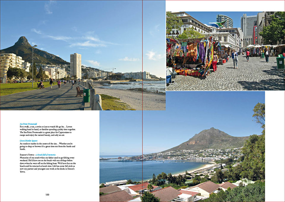 One of the Cape Town spreads from ‘Project 435>22>1: My favourite place in my city’ - A project for and by the Shell Europe Africa Credit Team - Privately published in 2013 by Shell Downstream Services International B.V. The Netherlands - Project concept, coordination & graphic design: Erik Cox