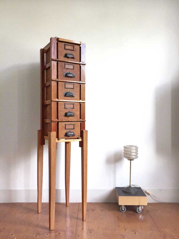 Hybrid Drawers 2020#01 - recycled wood, found legs and drawers, reworked and finished - by Erik Cox