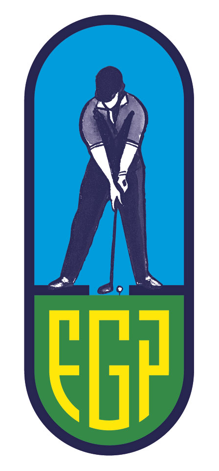 Logo voor European Golf Press, Leiden - Illustratie: Laura de Moor - Ontwerp van Erik Cox, 1996