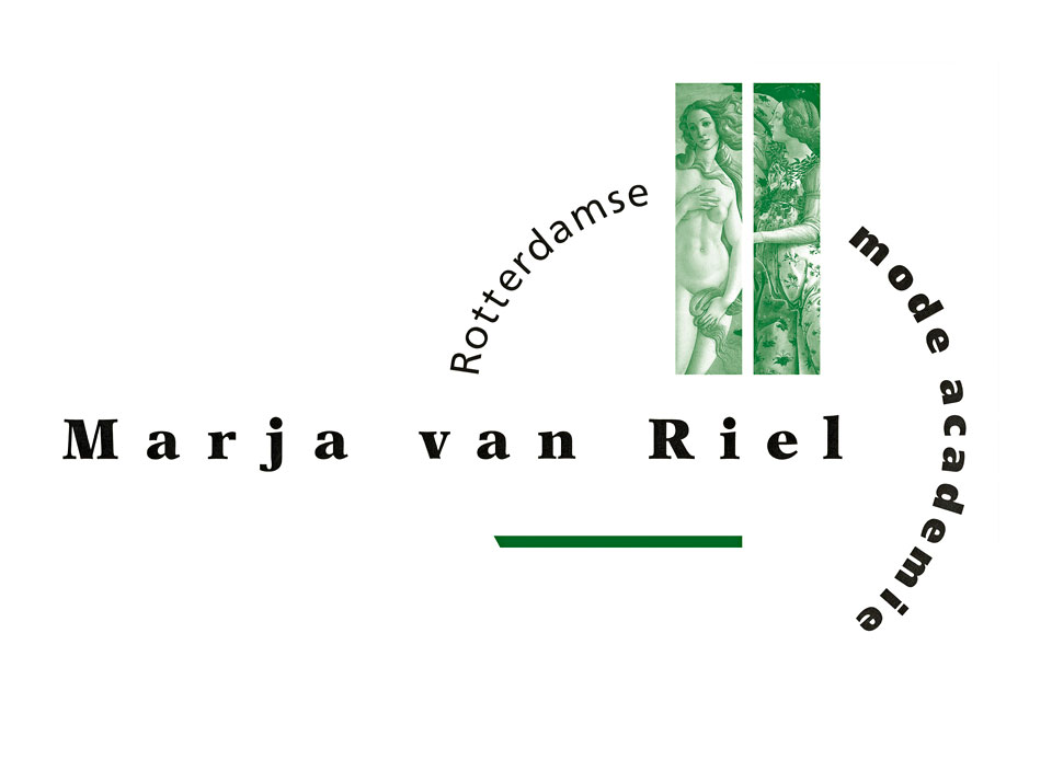 Logo voor Rotterdamse mode academie Marja van Riel - Illustratie: ‘De Geboorte van Venus’ van Sandro Botticelli - Ontwerp van Erik Cox, 1991
