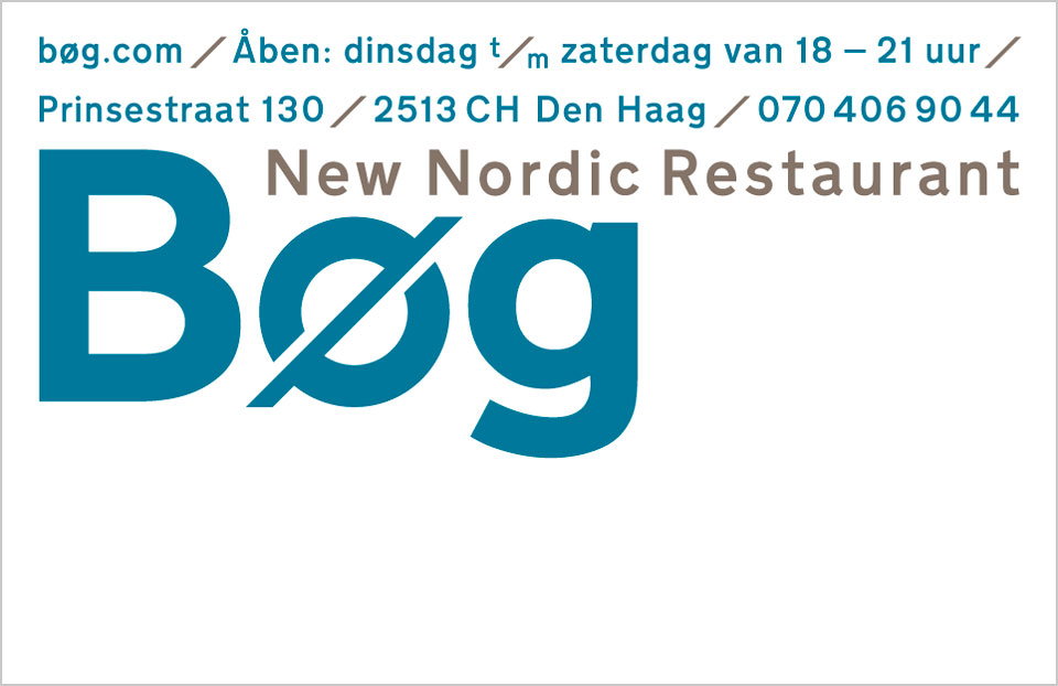 Visitekaartje voor Bøg New Nordic Restaurant, Den Haag - Grafische vormgeving: Erik Cox